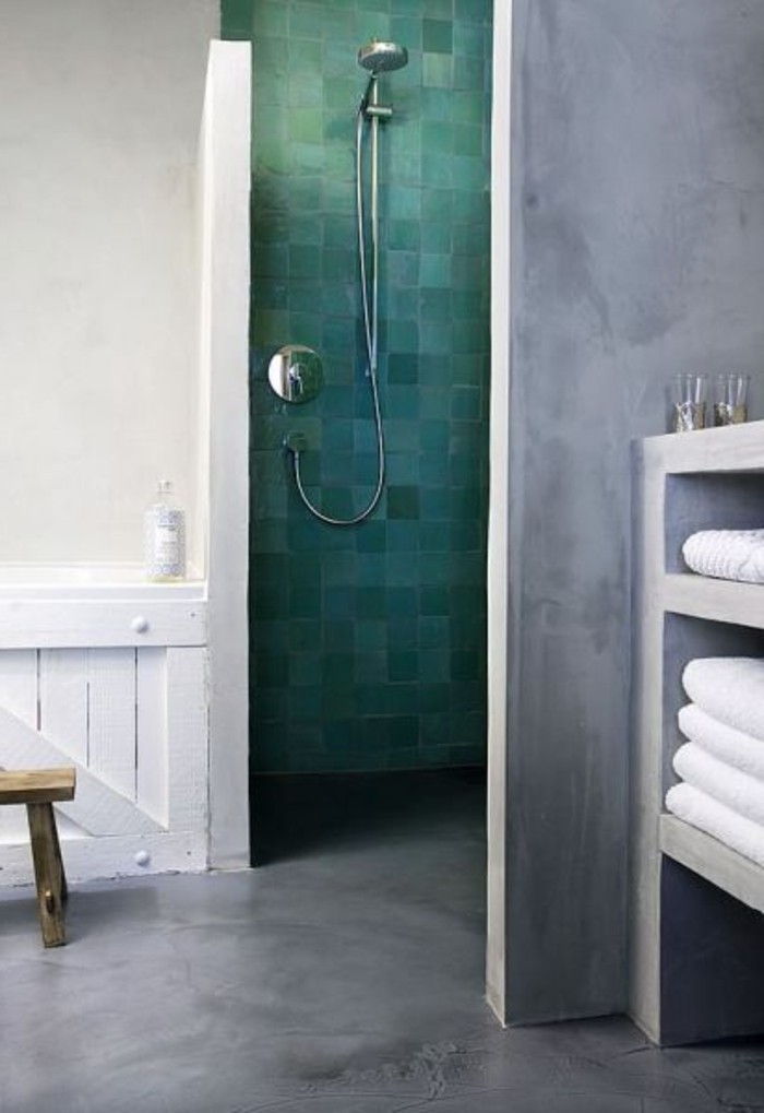 Banyo kaplı-ile-fayans yeşil vurgu duvar