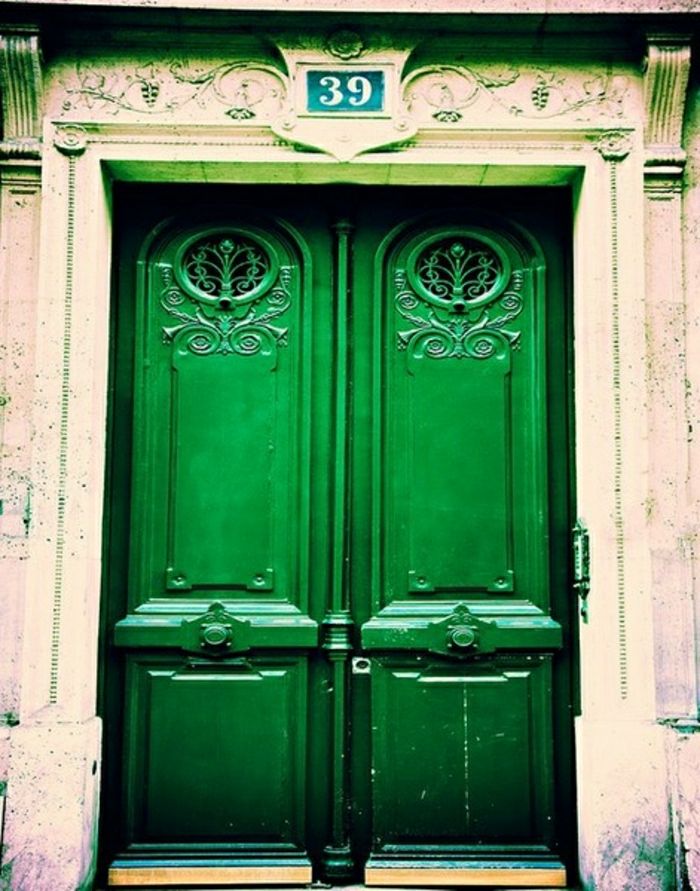 Žalia-senas namas durų aristokratų Vintage gražus