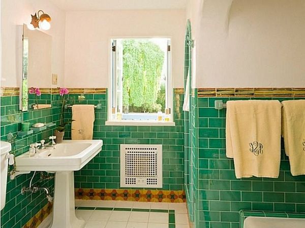 yeşil banyo karoları-fikirler-banyolar için ilginç tasarım