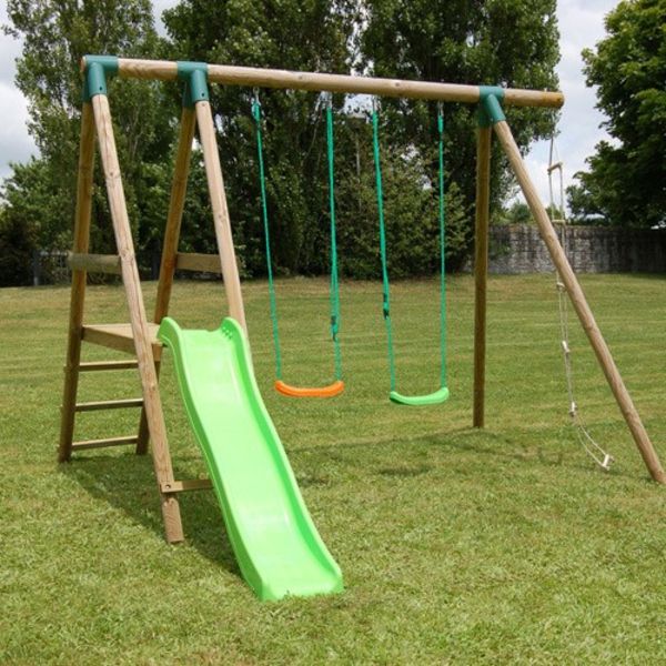verde-slide și două swing-pentru-gradina-cool-design de idei-pentru-un-cool-gradina