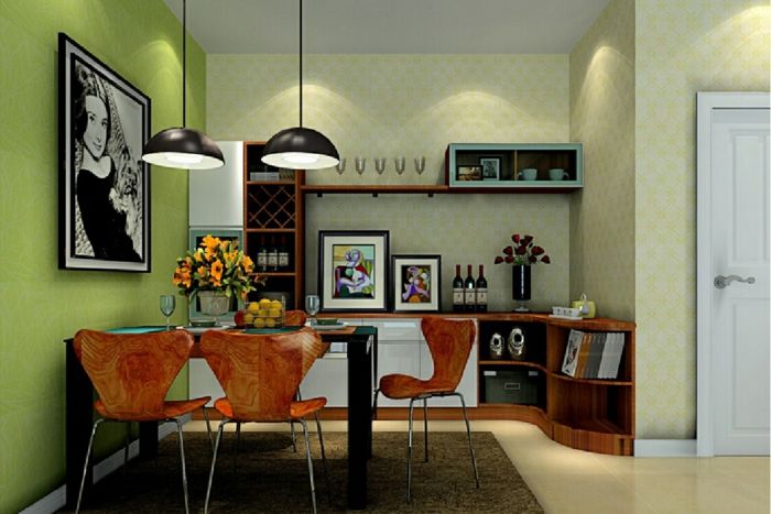 Yeşil duvar renk birçok görüntü-daha-dekorasyon-in-Diningroom