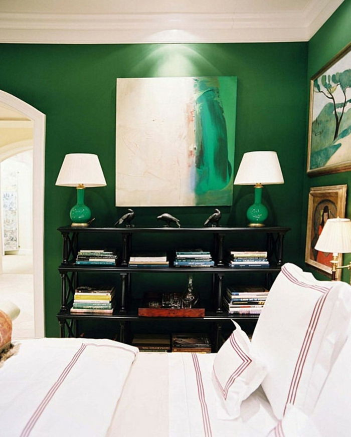Kolor zielony-ściana-dwa-biało-Lampy-the-piękny-pokojowe
