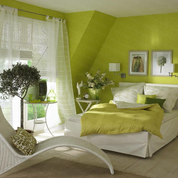 green-wall design-for-sypialnia-przytulny