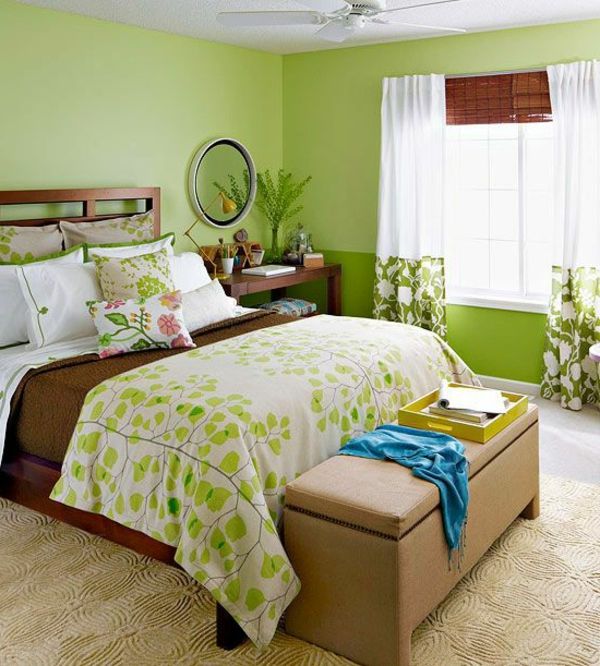 zelena stena načrtovanje za spalnico-udobno-oprema