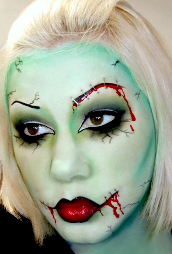grønn Halloween make-up-zombie
