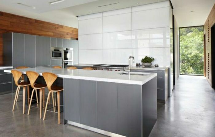 grå vegg farge-elegant-moderne-kjøkken