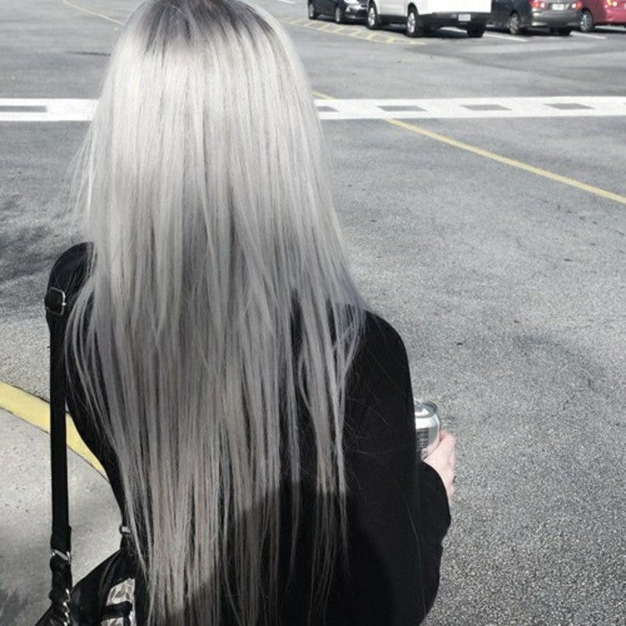 graue- vlasy hladké dlhé