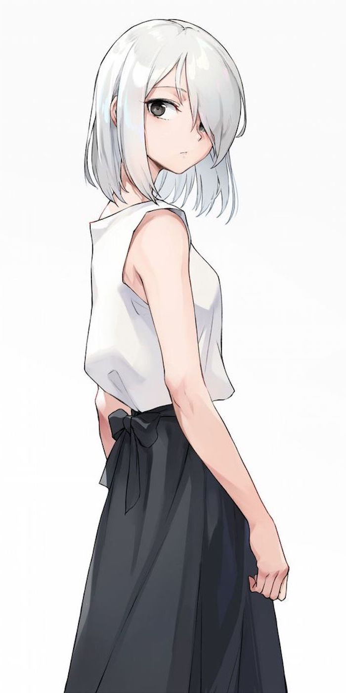 een anime-meisje met zilverblond haar - geverfd blond haar grijs