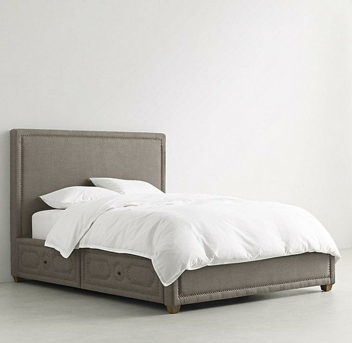 Gri-model de pat, cu-bin-alb-modern-lenjerie de pat