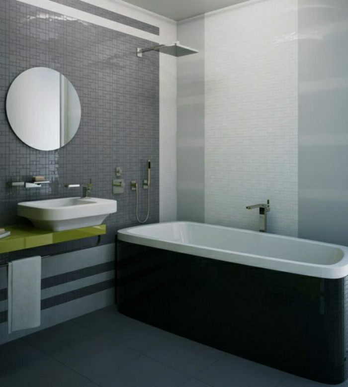 grautöne steny farebne kúpeľňa-vaňa-round-zrkadlo