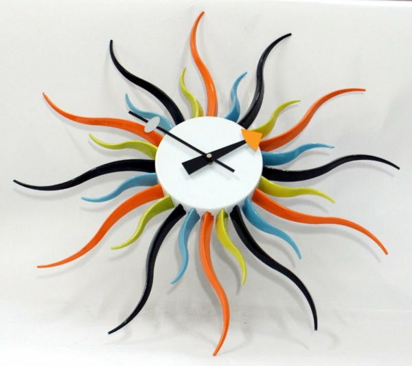 dideli sieniniai laikrodžiai kūrybinis dizainas - saulės spinduliai primena