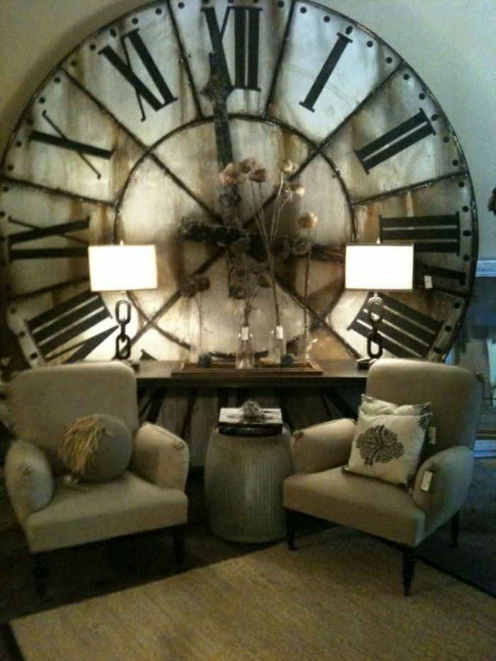 Duży zegar ścienny-vintage-twórczy