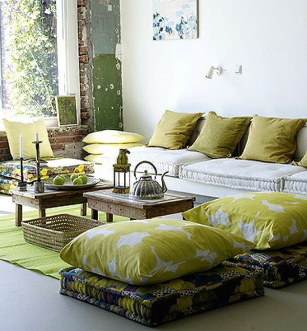 didelis žalias-orientuotas sėdynės-pagalvėlės unikalus sienų dizainas