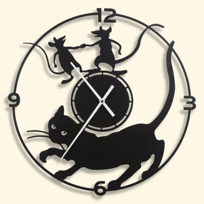sienos laikrodis dizaino Didžioji siena laikrodis-katė-Maeuser-juoda-balta rėmo žymeklis