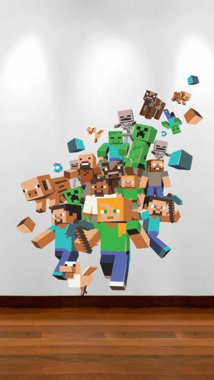 stor vegg klistremerke Minecraft helten