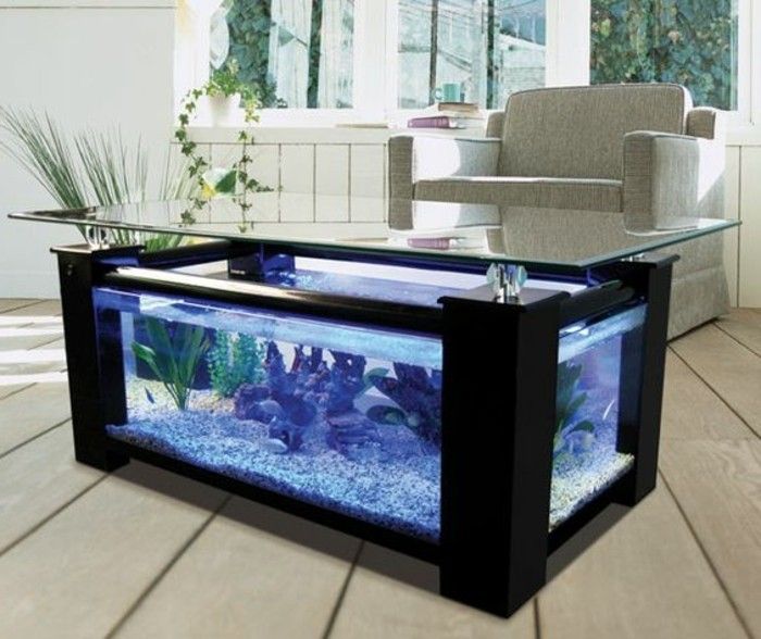 groser štvorcových akvárium-modro-vodný kameň akvárium stolný obývacia izba, drevená podlaha Soft kreslo
