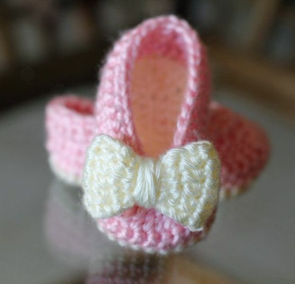 crochet-para-baby-crochet-bebê sapatos-com-bela-design de ballet sapatos