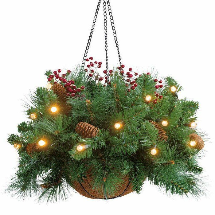 hängande Jul dekoration-korg ljus-kon tall grenar