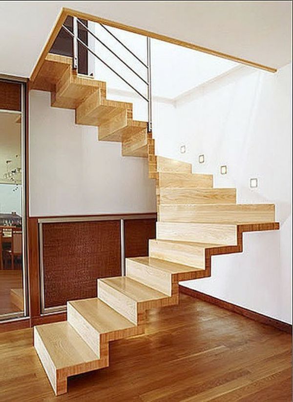 drevené polotočný schodisko - moderný dom