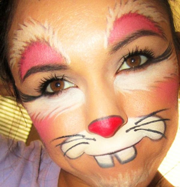 Oldukça-kız-tavşan yüz makyaj-süper profesyonel