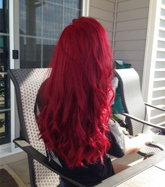 hårfarge, rød og lang interessant-frisyre