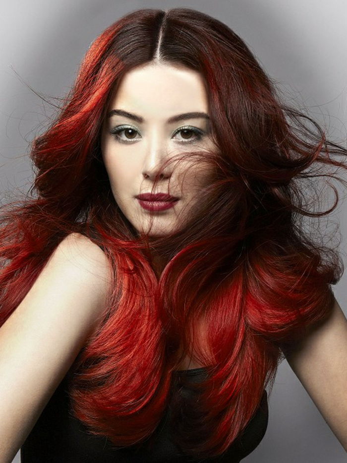 hårfarge, rød og super-eksotisk-look