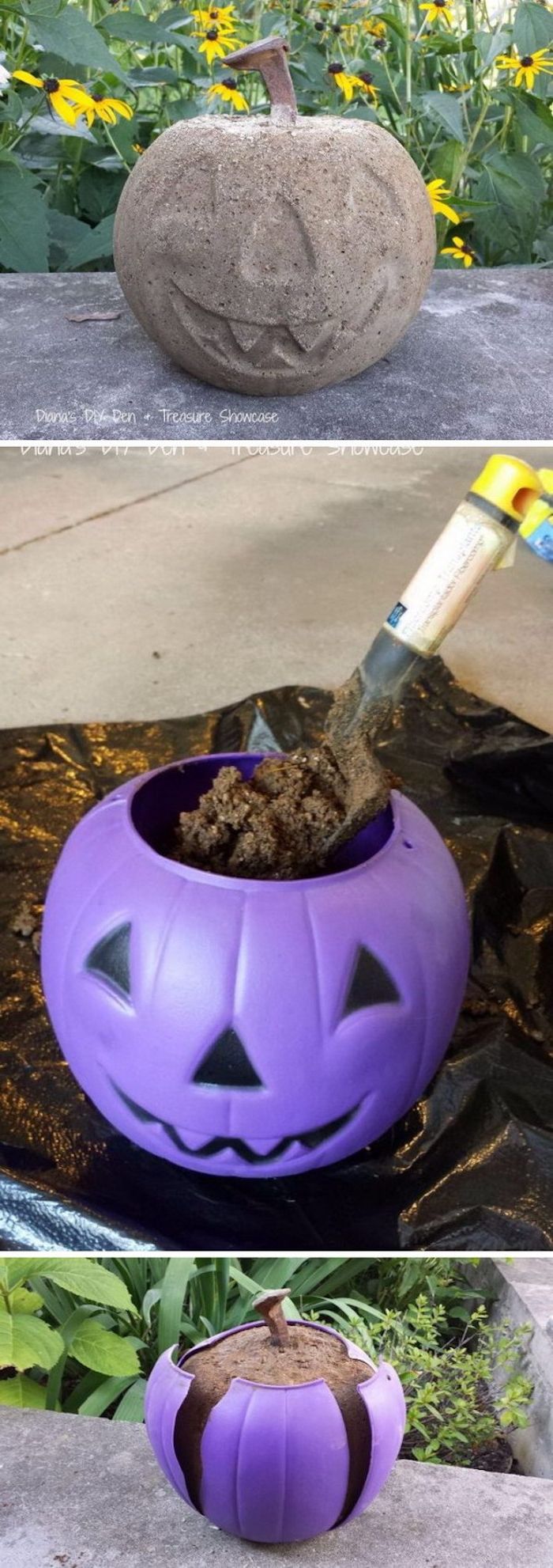 sodo apdaila su betono plaktuku Jack O'Lantern Basteln für Halloween