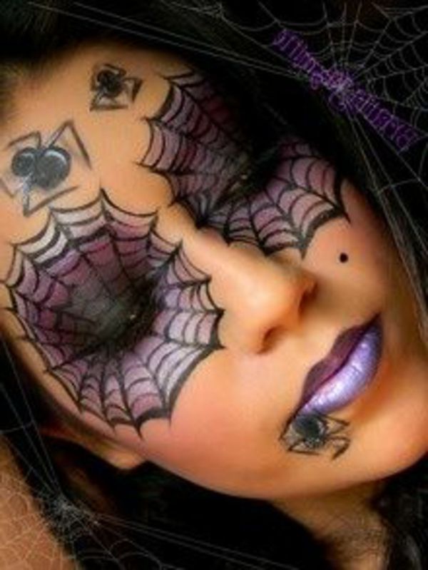 pavúk tváre-Make-up-nádherné-ženy-halloween