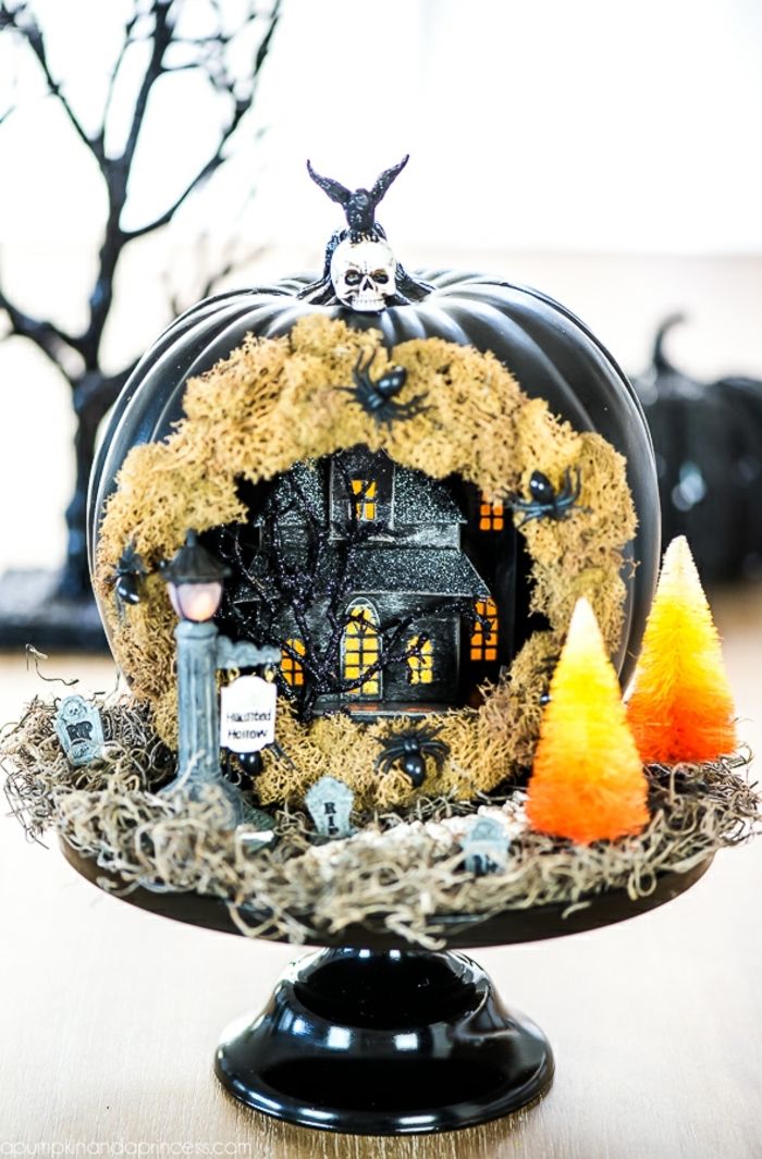 Gör spökhus ur pumpa, läskiga dekorationsidéer till Halloween, DIY-projekt för vuxna