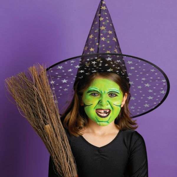 mädhen-žalia-veidą su Halloween makiažas idėjų Witch-