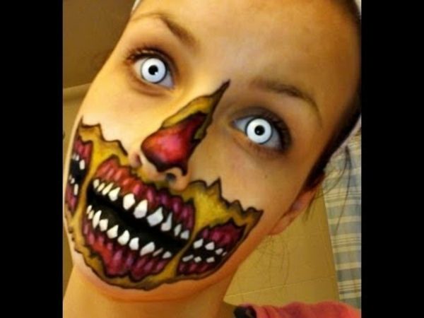 Halloween make-up-zombi-svetle oči