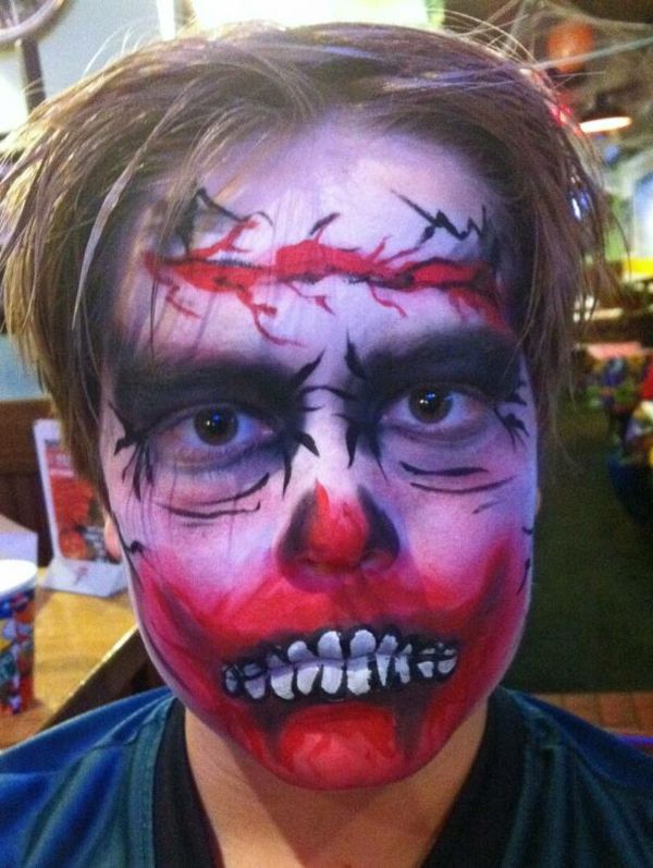 Halloween-zombie-makeup-røde og rosa