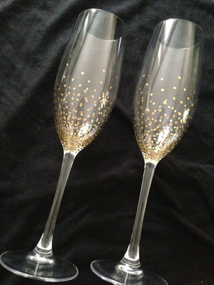 håndmalte champagne glass