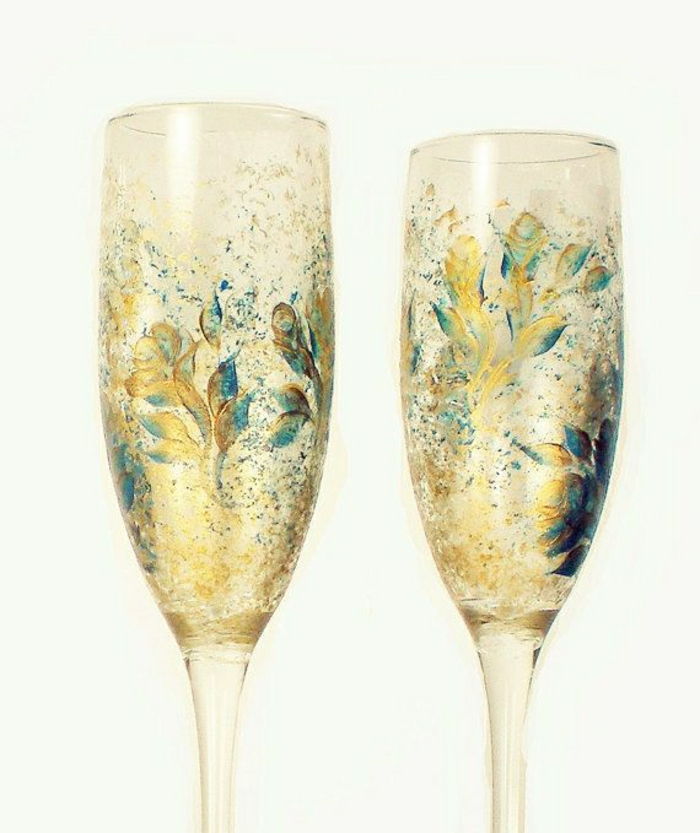 håndmalte champagne glass