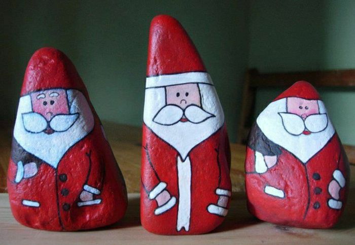 handmålade stenar Santas kreativ idé