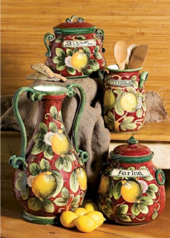 håndmalte italienske keramikk-sitron mønster servise-country stil