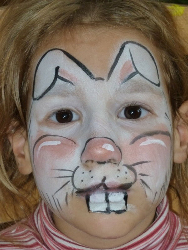 tavşan makyaj-orijinal çizgi zähne- tavşan kulakları boya