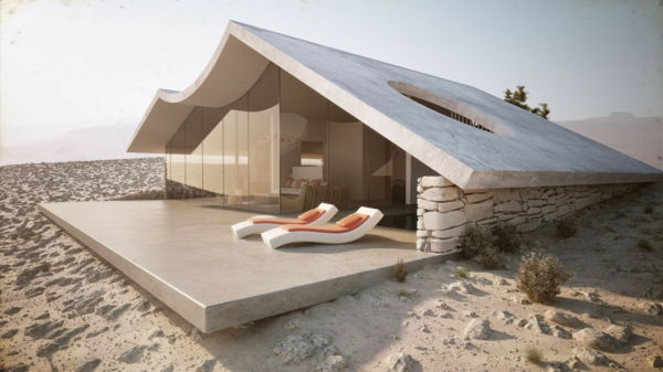 Casa-in-the-deșert-exterior-design-arhitectură unică formă-și funcția