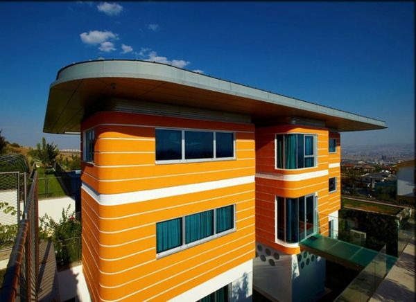 hausfassade-color ultra moderne-portocaliu-house