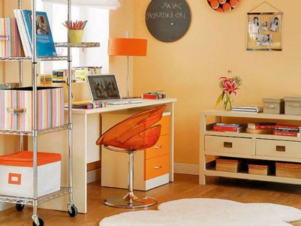 brillanti idee parete arancione-nursery-design caldo-color
