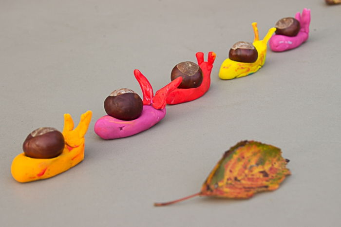 herfst knutselen-met-kinderen-kleurrijke slak