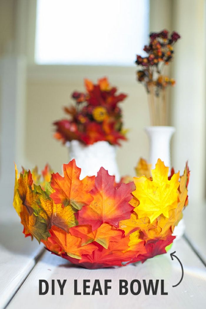 Wykonaj muszlę z jesiennych liści i sam się balon, majstruj dekorację stołu jesiennego do salonu