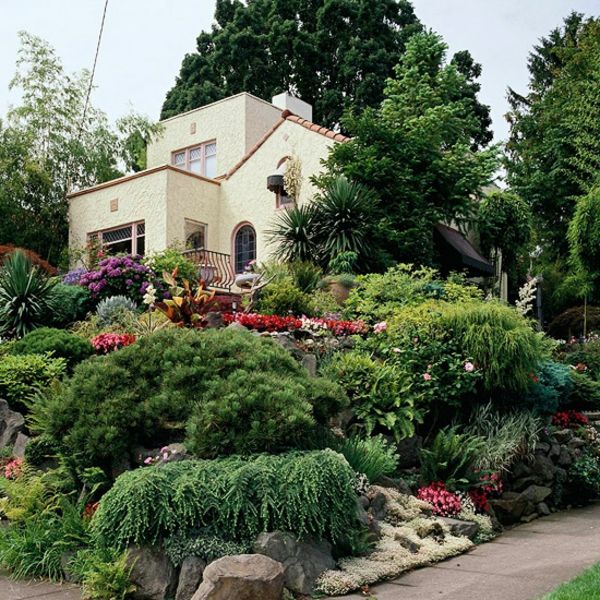 rock vrt z veliko rastlin za dvorec