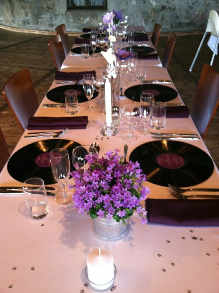 bela decoração de mesa roxa placa prato Flor Candle