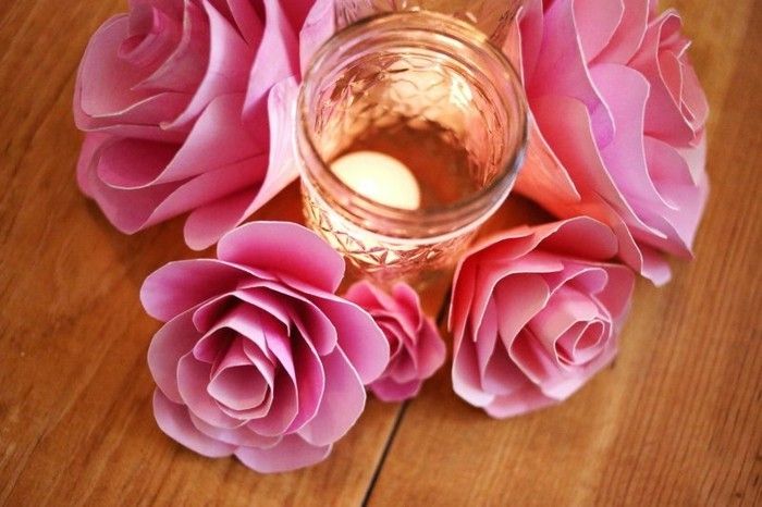 vackra DIY-idéer-hantverk idéer-of-papper rosiga-rosor