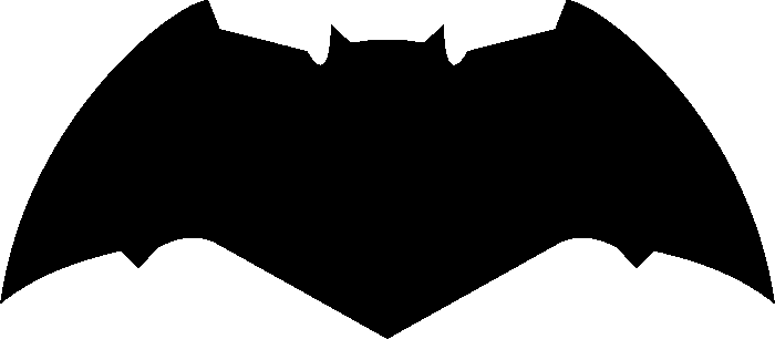 her finner du den nyeste batman-logoen fra filmen batman v superman - en svart flygende og liten flaggermus med svarte, lange vinger