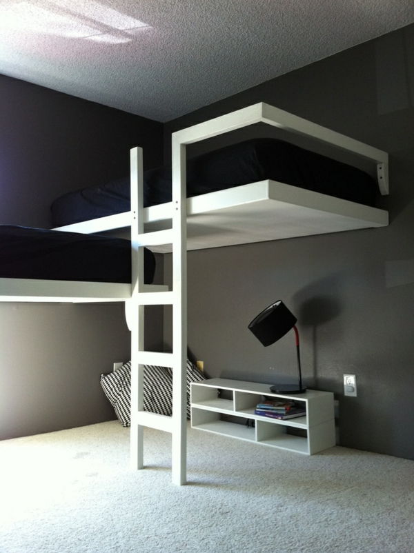High-postele s super-moderný design-bielej farby