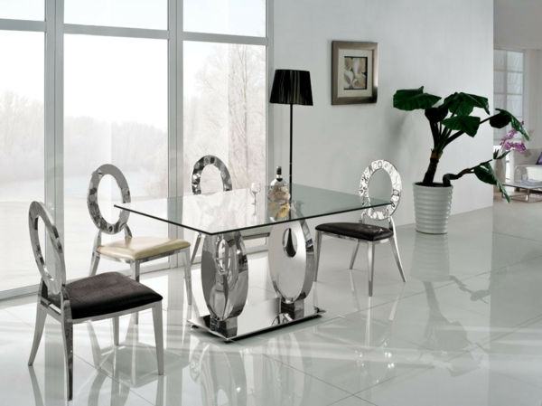 alte sedie da tavolo e vetro eleganti