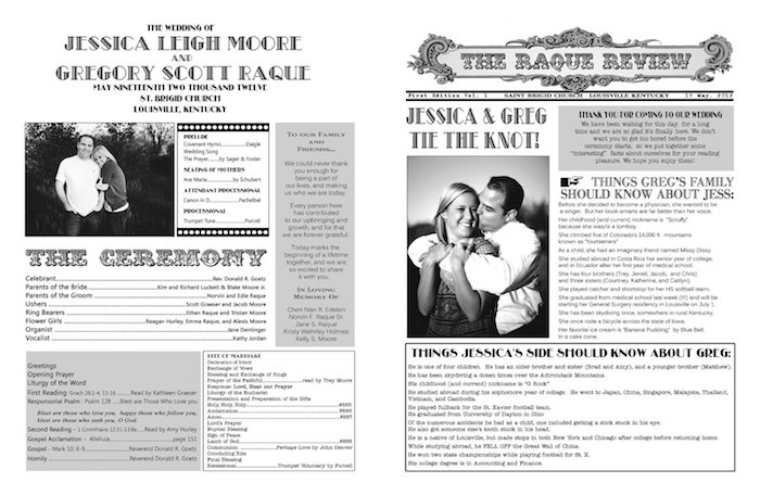 dve poročni listki poročnega para s fotografijami, ki prikazujejo ljubezen obeh