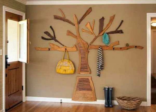 houten muurdeco boom hangers-voor-tassen-en-jurken - zien er comfortabel uit